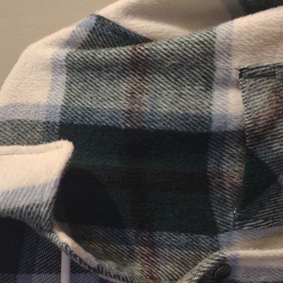 For The Republic Women's Small Green and White‎ Plaid Crop Utility Jacket - Picture 3 of 6